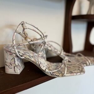 ALDO Astryd Butterfly Print Strappy Sandals | Size 8 | Square Toe Block Heel
